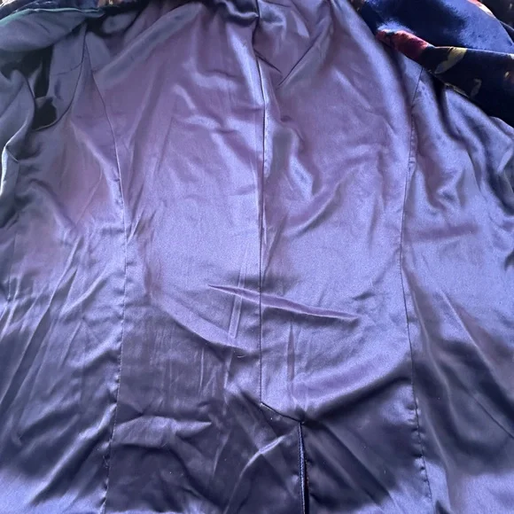 SUNDANCE Rose Garden Blue Floral Velvet Blazer size 10 - Picture 7 of 11